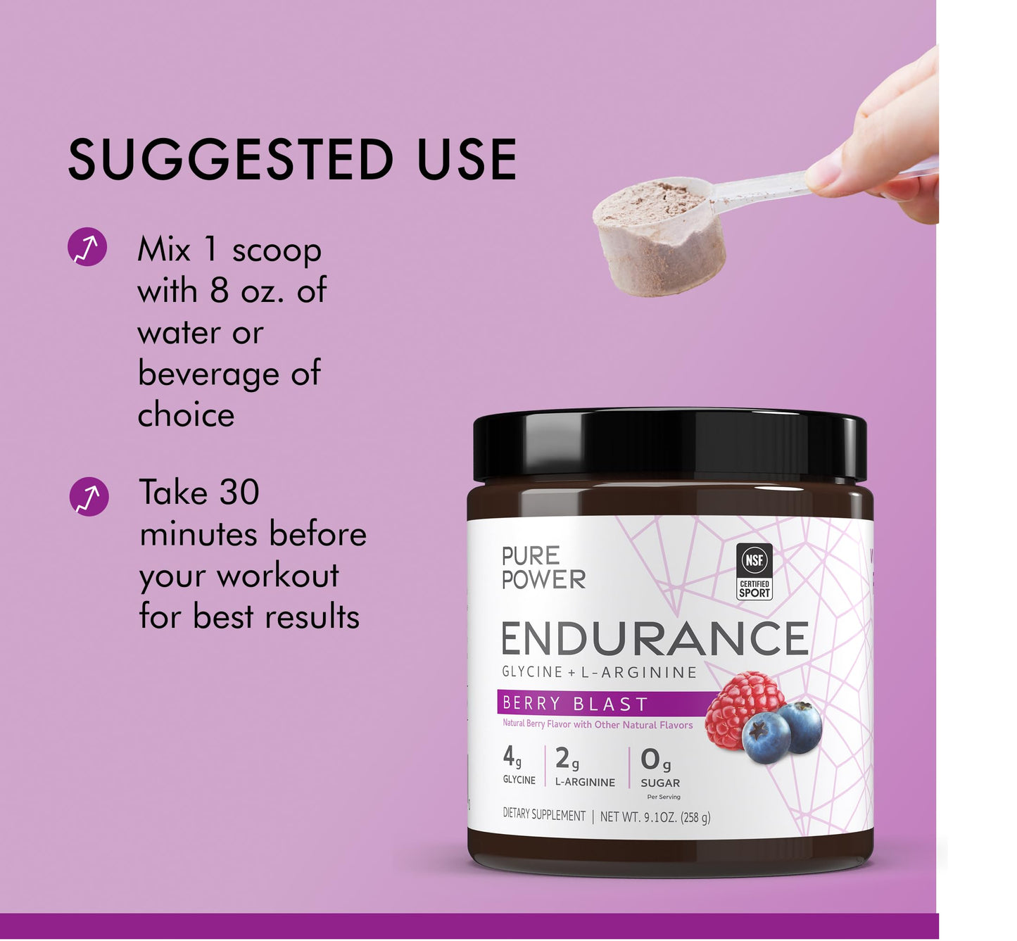 Pure Power Endurance Powder – Berry Blast | 9.1 oz / 258 g | 30 Servings | NSF Certified for Sport | Dr. Mercola