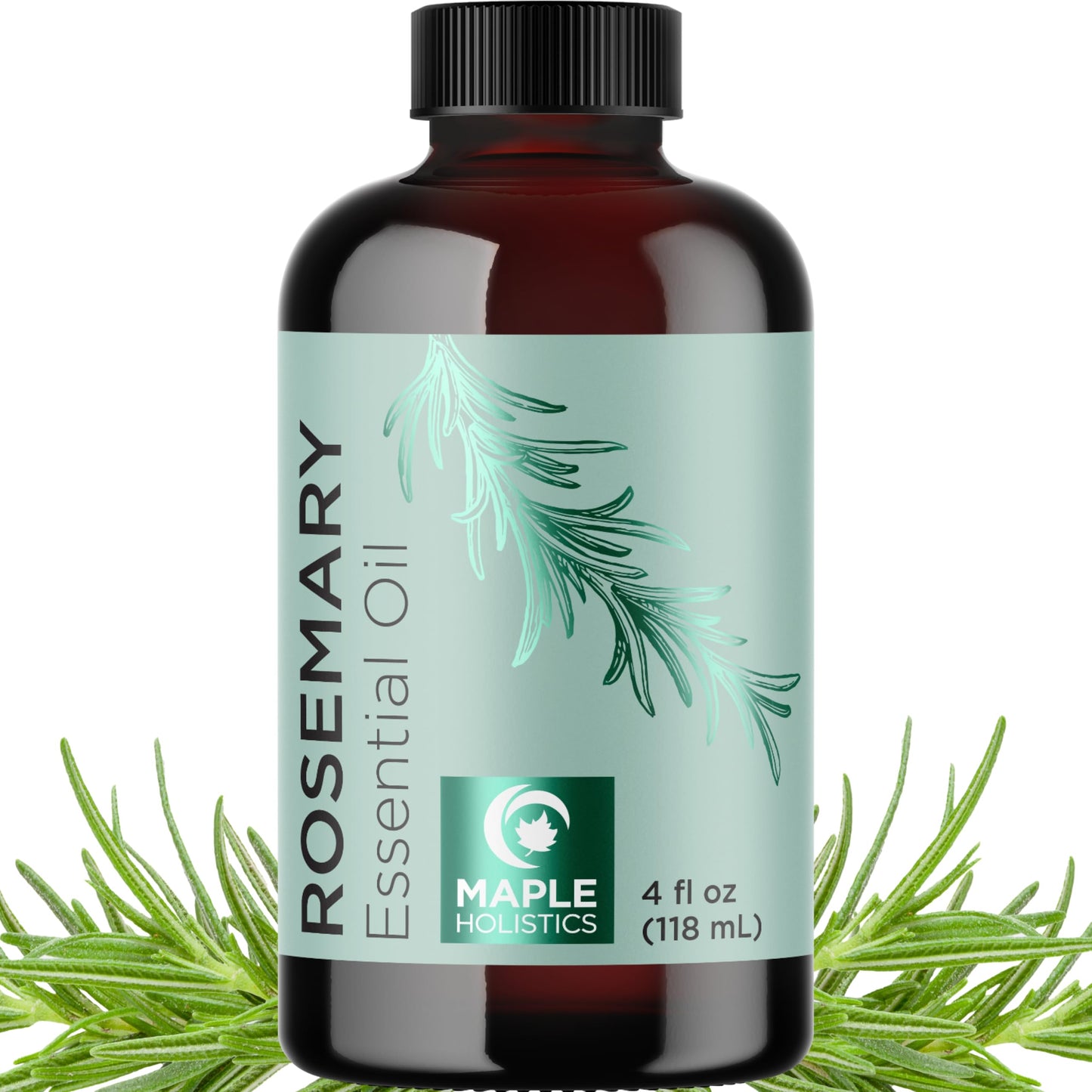 Pure Rosemary Essential Oil with Dropper - Undiluted 4oz for Hair, Skin & Nails