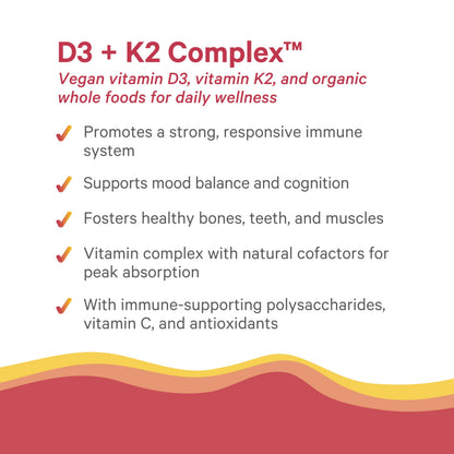PURE SYNERGY D3 + K2 Complex | Vegan Vitamin D3 K2 Complex | Organic D3 Supplement with Vitamin K2 and K1 Plus Organic Whole Foods | Supports Bone, Brain, and Immune Health (60 Capsules)