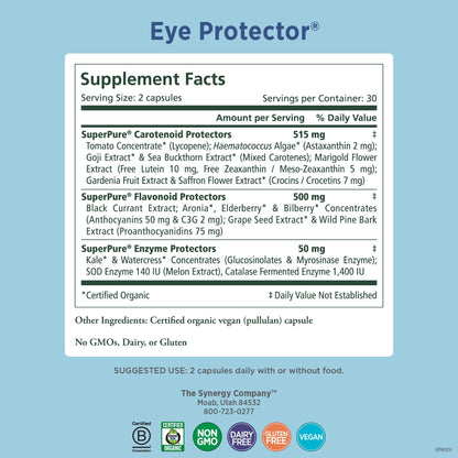 PURE SYNERGY Eye Protector — 100% Natural Vegan Eye Health Supplement (60 Capsules)