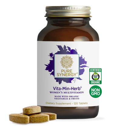 PURE SYNERGY Vita-Min-Herb for Women | Organic Whole-Food Multivitamin (120 Tablets)