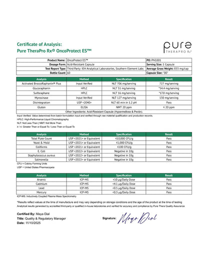 Pure Therapro Rx OncoProtect ES – High-Dose Sulforaphane (706 mg BroccoRaphanin) 2-Month USA-Made Supply