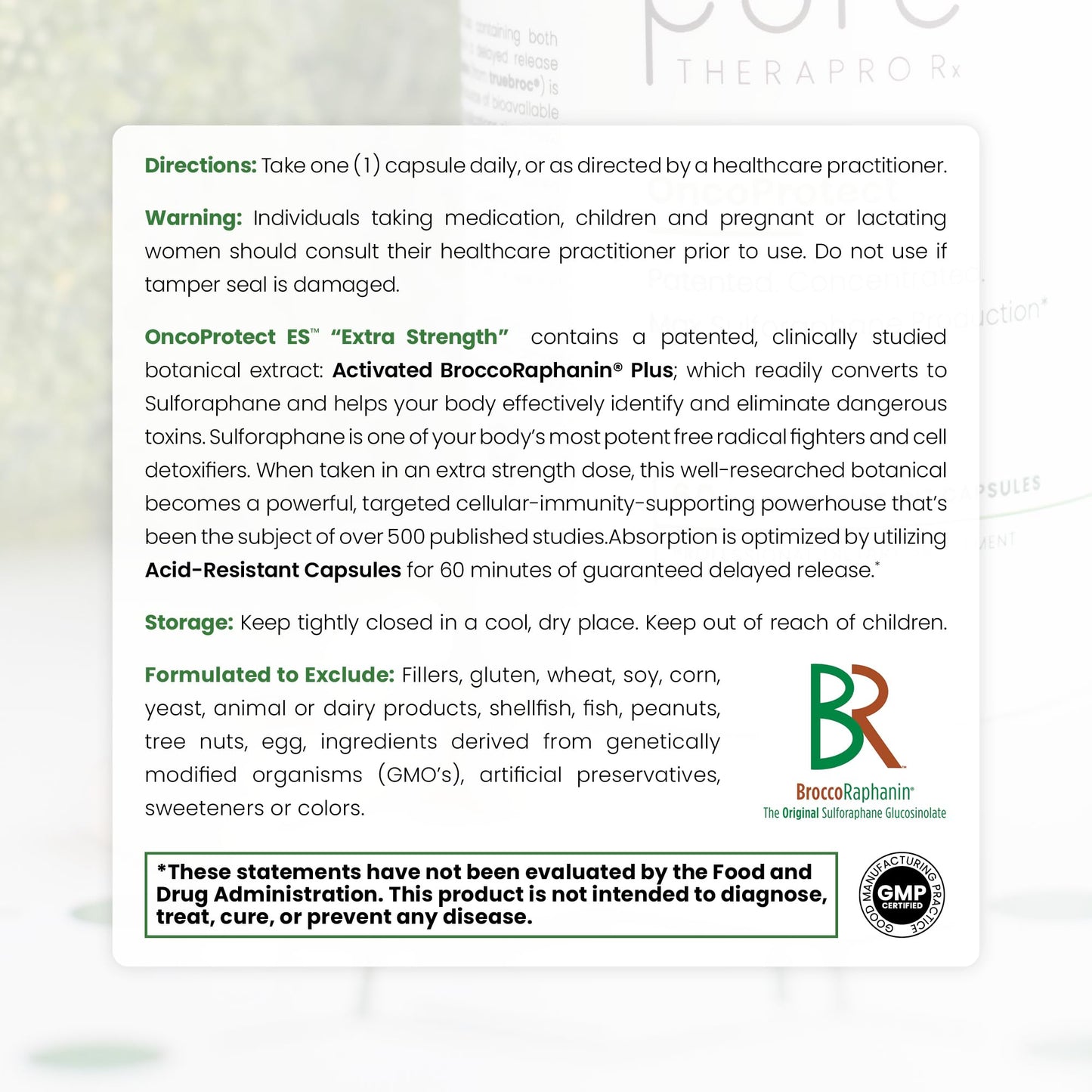 Pure Therapro Rx OncoProtect ES – High-Dose Sulforaphane (706 mg BroccoRaphanin) 2-Month USA-Made Supply
