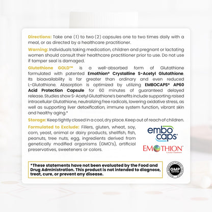 Pure Therapro Rx S-Acetyl Glutathione Gold 100mg – 4 Month Supply, Acid-Resistant Capsules, Made in USA