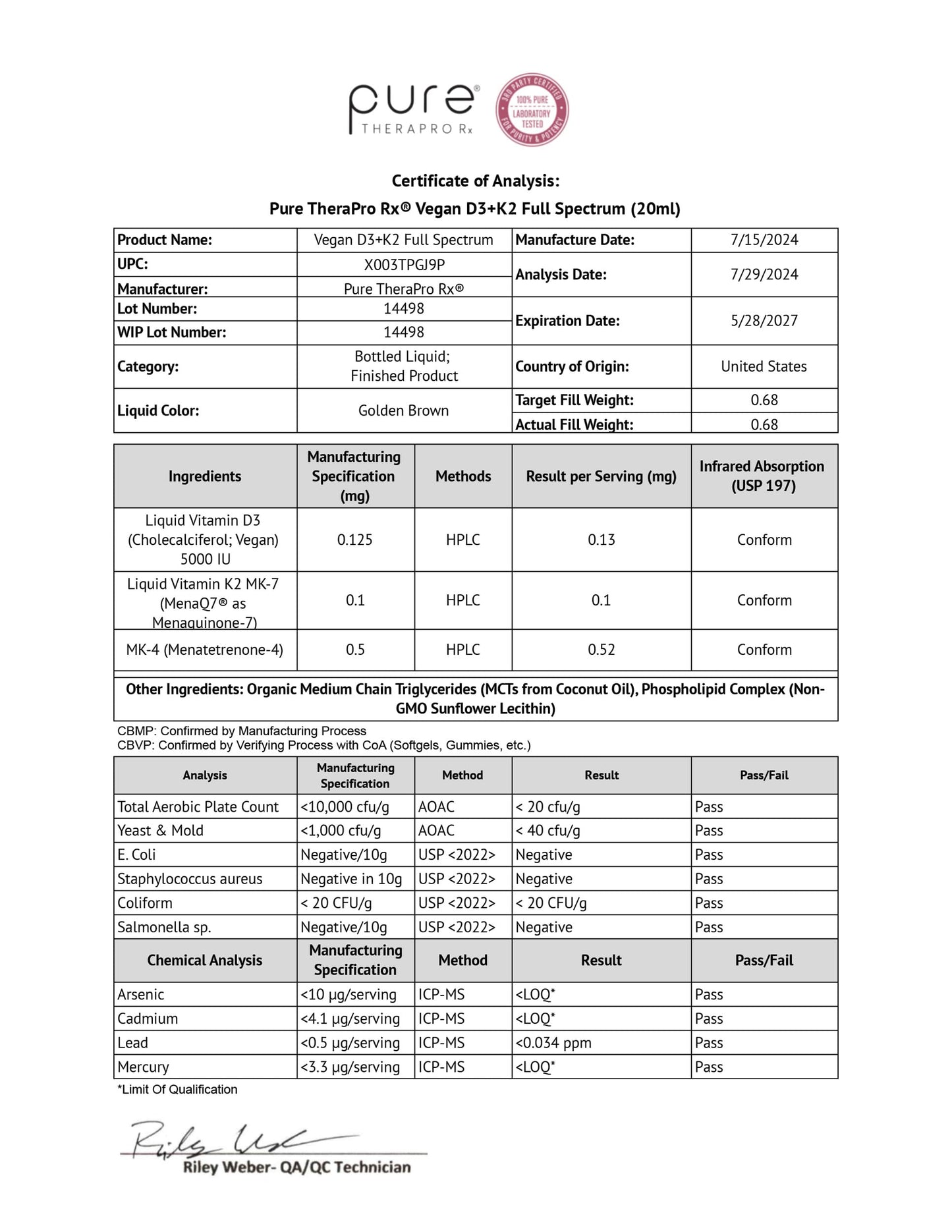 Pure Therapro Rx Vegan D3 + K2 Liposomal 20ml – 5000 IU D3, 600 mcg K2 (MK4/MK7) – 6 Month Supply, USA Made