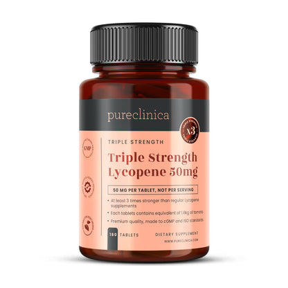 PureClinica Lycopene 50mg 180 Tablets | 6-Month Supply | 3x Strength