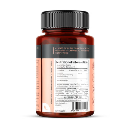 Pureclinica 1000mg Resveratrol – 90 Tablets (3 Months) | High Absorption