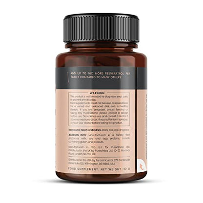 Pureclinica 1000mg Resveratrol - 180 Tablets (6 Months) + Black Pepper Absorption