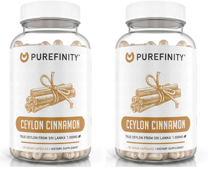 PUREFINITY Ceylon Cinnamon Capsules – 1500mg, Vegan, Non-GMO, 150 Count (75 Day Supply) Pack of 2