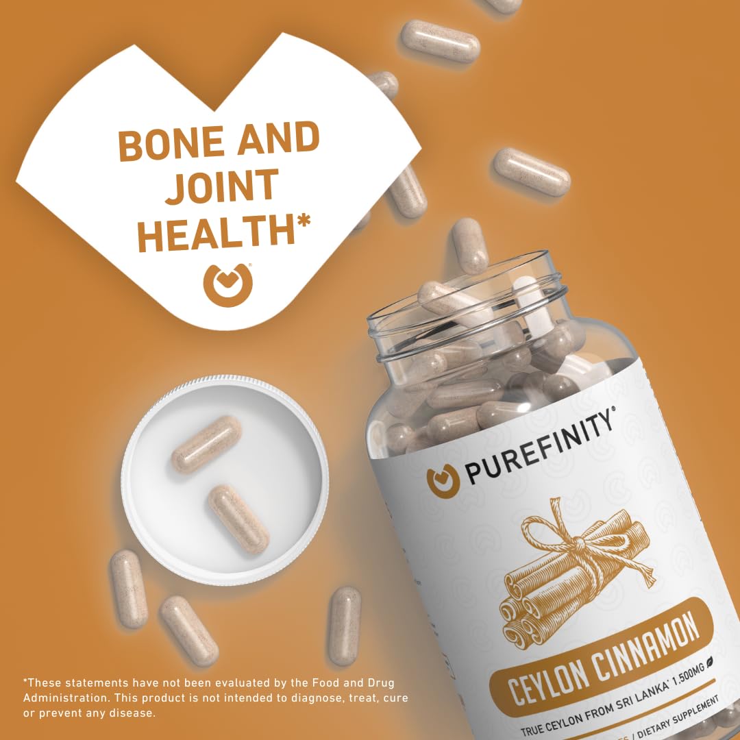 PUREFINITY Ceylon Cinnamon Capsules – 1500mg, Vegan, Non-GMO, 150 Count (75 Day Supply) Pack of 2
