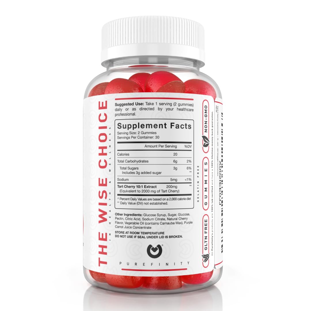 PUREFINITY Tart Cherry Gummies – Uric Acid Flush & Joint Relief (60 Count)