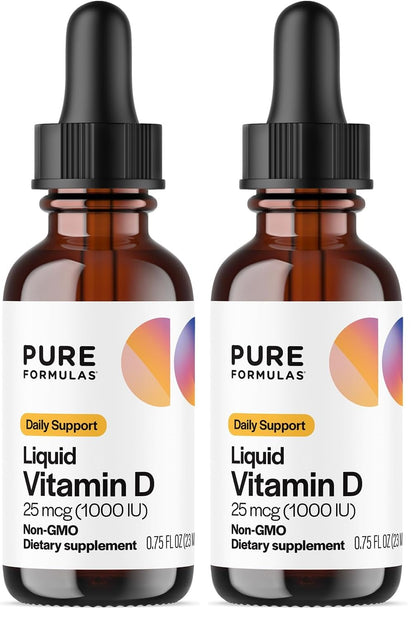 PureFormulas Liquid Vitamin D3 Drops 25 mcg (1,000 IU) – Non-GMO
