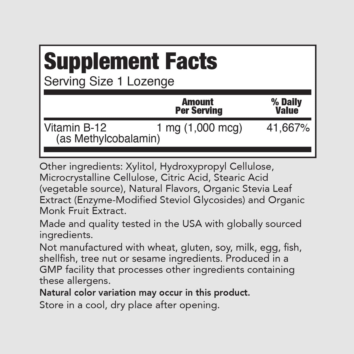 PureFormulas Methyl B-12 1000 mg - 100 Lozenges | Vitamin B12 Methylcobalamin