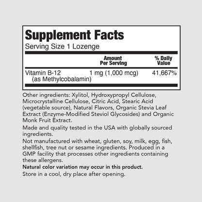 PureFormulas Methyl B-12 1000 mg - 100 Lozenges | Vitamin B12 Methylcobalamin
