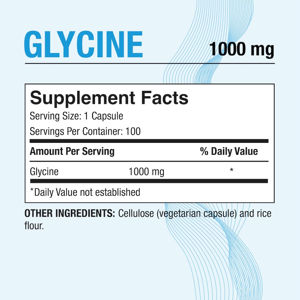 Puregen Labs Glycine 1000mg – 100 Vegetarian Capsules | Sleep Support | Made in USA