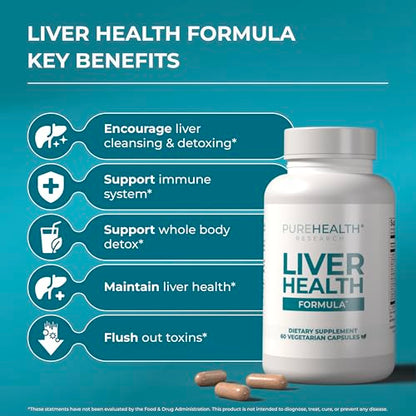PUREHEALTH RESEARCH Liver Health – Detox & Repair with Artichoke, Milk Thistle & Turmeric | 60 Capsules
