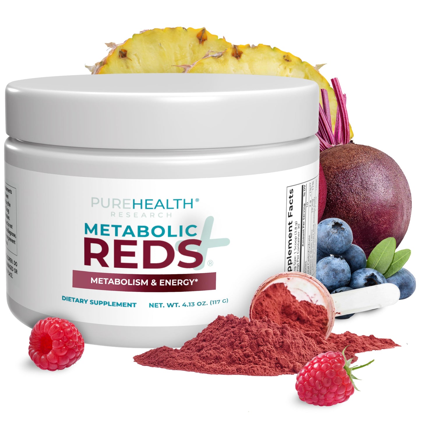 PureHealth Reds Superfoods Powder - 10 Calorie Beetroot & Probiotic Adaptogen Drink (30 Servings)