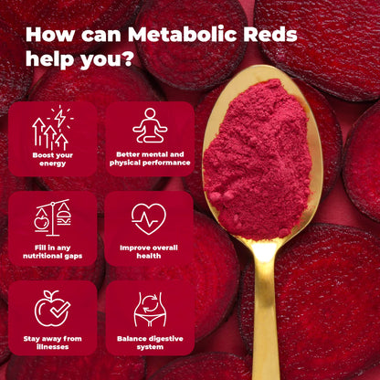 PureHealth Reds Superfoods Powder - 10 Calorie Beetroot & Probiotic Adaptogen Drink (30 Servings)