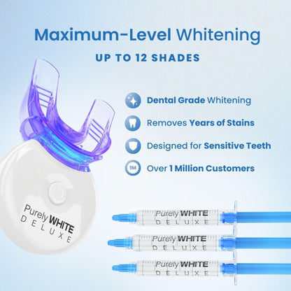 PurelyWHITE DELUXE Teeth Whitening Kit - 15+ Treatments, 7-Minute Results