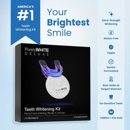 PurelyWHITE DELUXE Teeth Whitening Kit - 15+ Treatments, 7-Minute Results