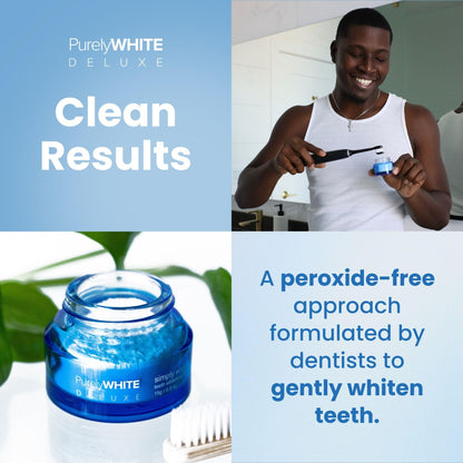PurelyWHITE DELUXE, Whitening Powder - Removes Stains, No Sensitivity - Enamel-Safe Toothpaste Whitening Powder for Coffee, Tea, Food, Wine, and Tobacco Stains.