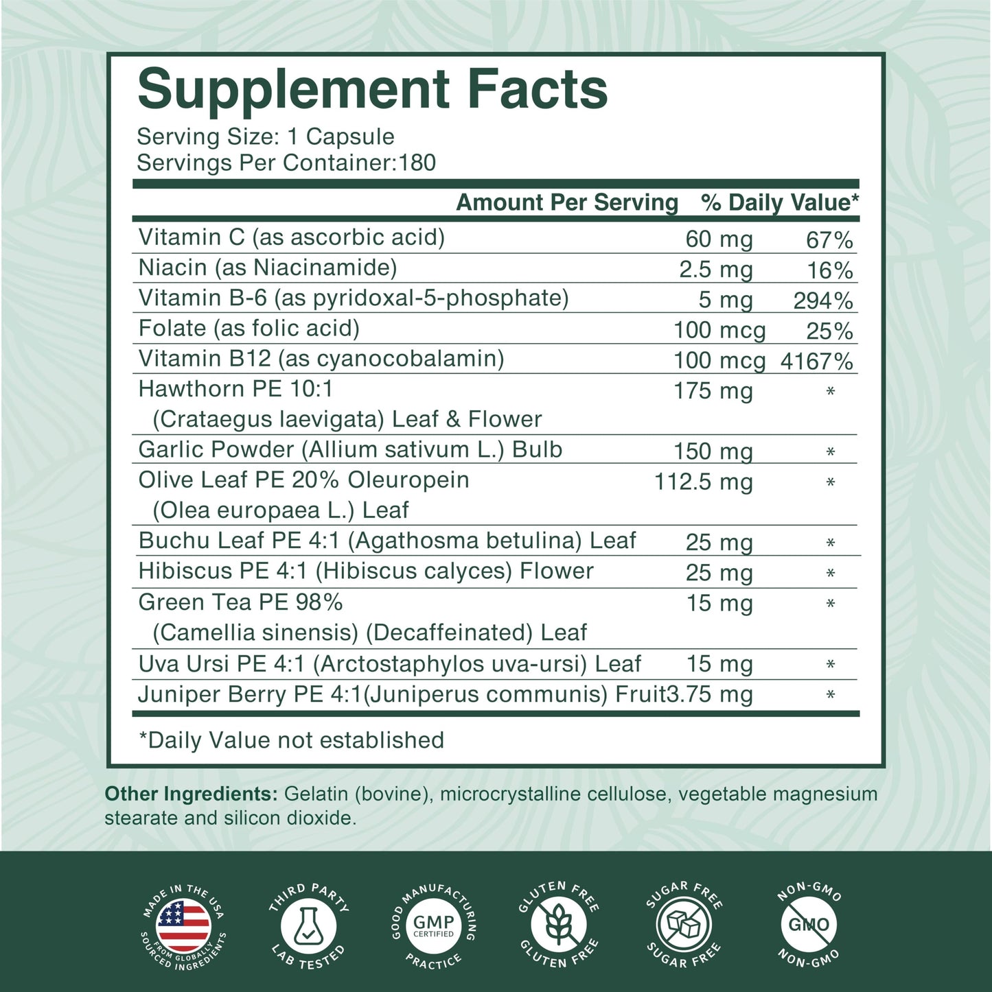 PurePremium Blood Pressure Supplements with Hawthorn, Hibiscus, Garlic & Vitamin B12 – Nitric Oxide & Circulation Support (180ct)