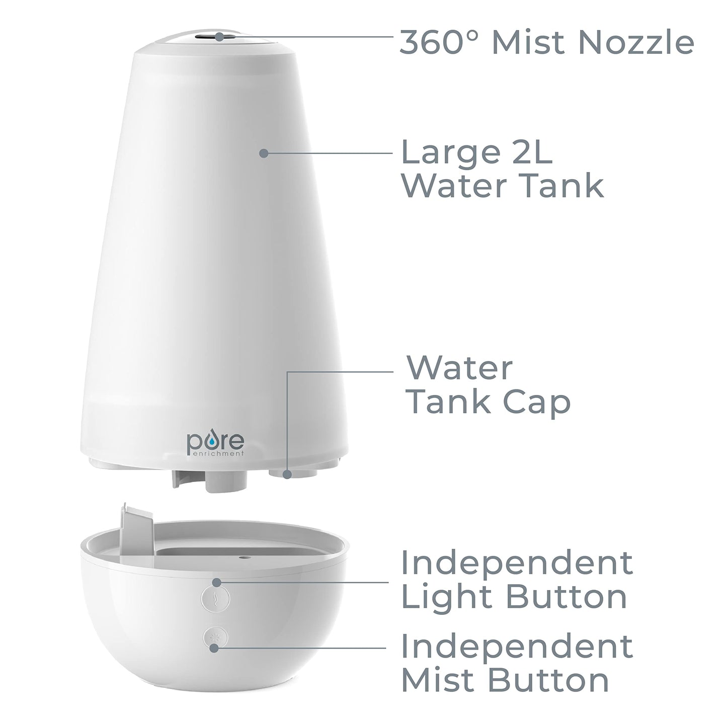 PureSpa XL 3-in-1 Humidifier, Diffuser & Mood Light – 2L, 350 sq ft