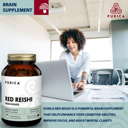 PURICA Red Reishi 120 CT | 400mg Reishi Mushroom Supplement