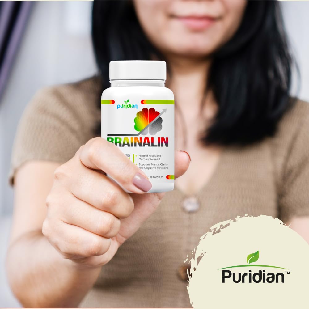Puridian Brain Supplement for Memory, Focus & Concentration | Brainalin Nootropic Capsules | Non-GMO & Caffeine-Free