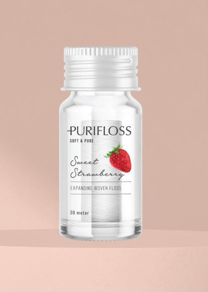 PURIFLOSS Expanding Woven Dental Floss - PFAS/PTFE Free, Strawberry