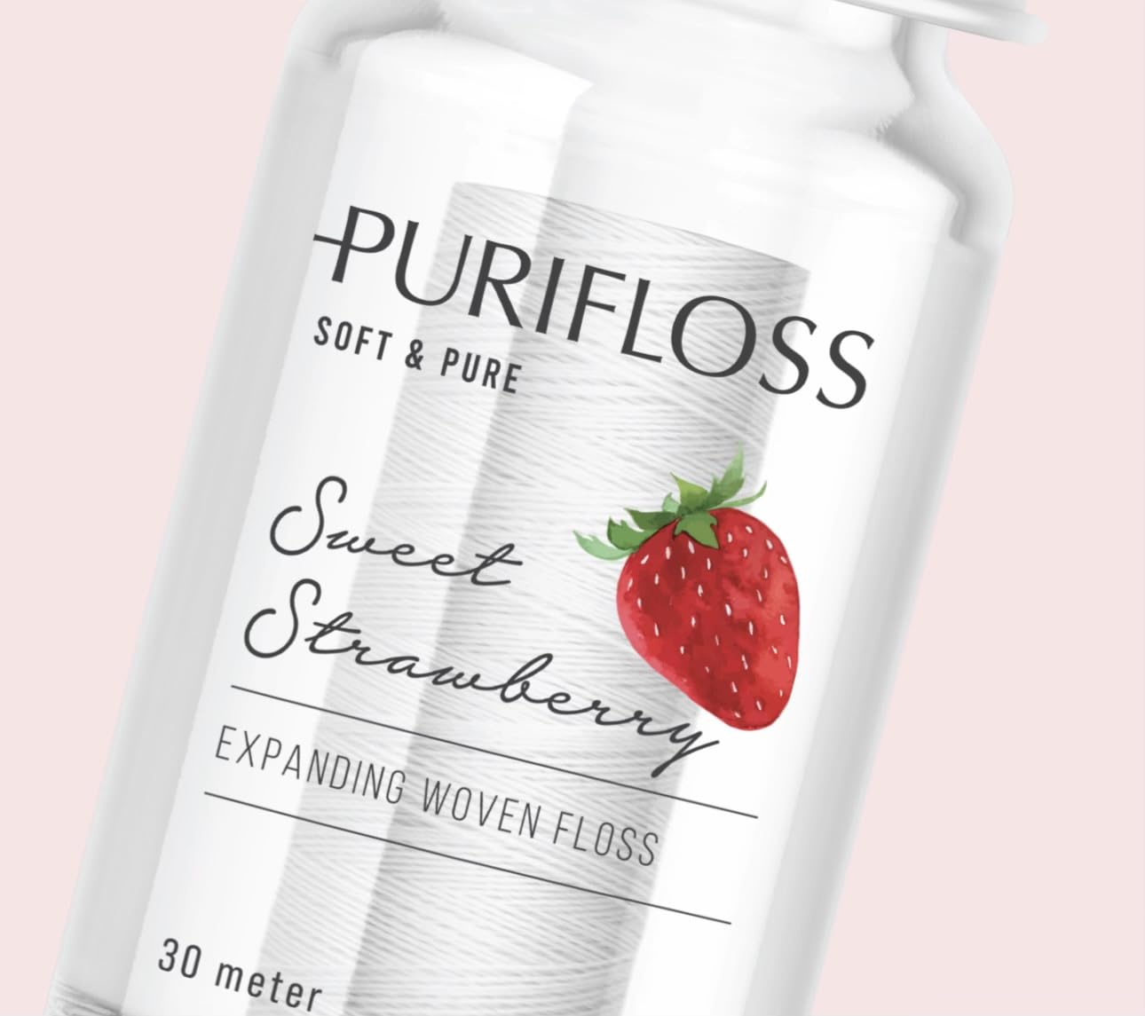 PURIFLOSS Expanding Woven Dental Floss – PFAS/PTFE Free | Mint-Strawberry | 33 Yards