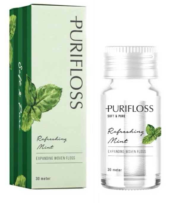 PURIFLOSS Premium Expanding Woven Dental Floss – PFAS & PTFE Free, Mint | 33 Yards (2-Month Supply)
