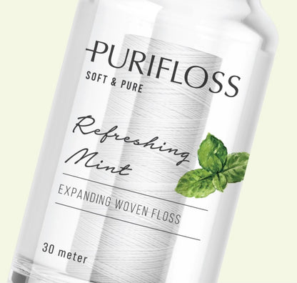 PURIFLOSS Premium Expanding Woven Dental Floss – PFAS & PTFE Free, Mint | 33 Yards (2-Month Supply)