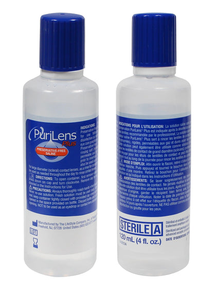 Purilens Plus Preservative-Free Contact Lens Saline 120ml (4 fl oz) – 3 Pack