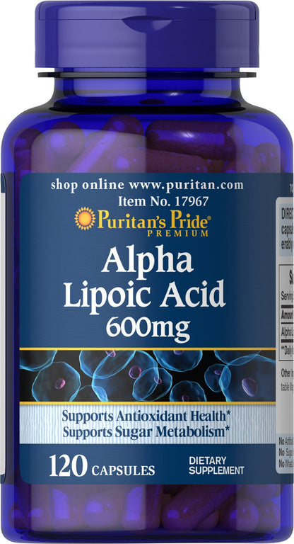 Puritan's Pride Alpha Lipoic Acid 600 Mg, 120 Count - Antioxidant Support