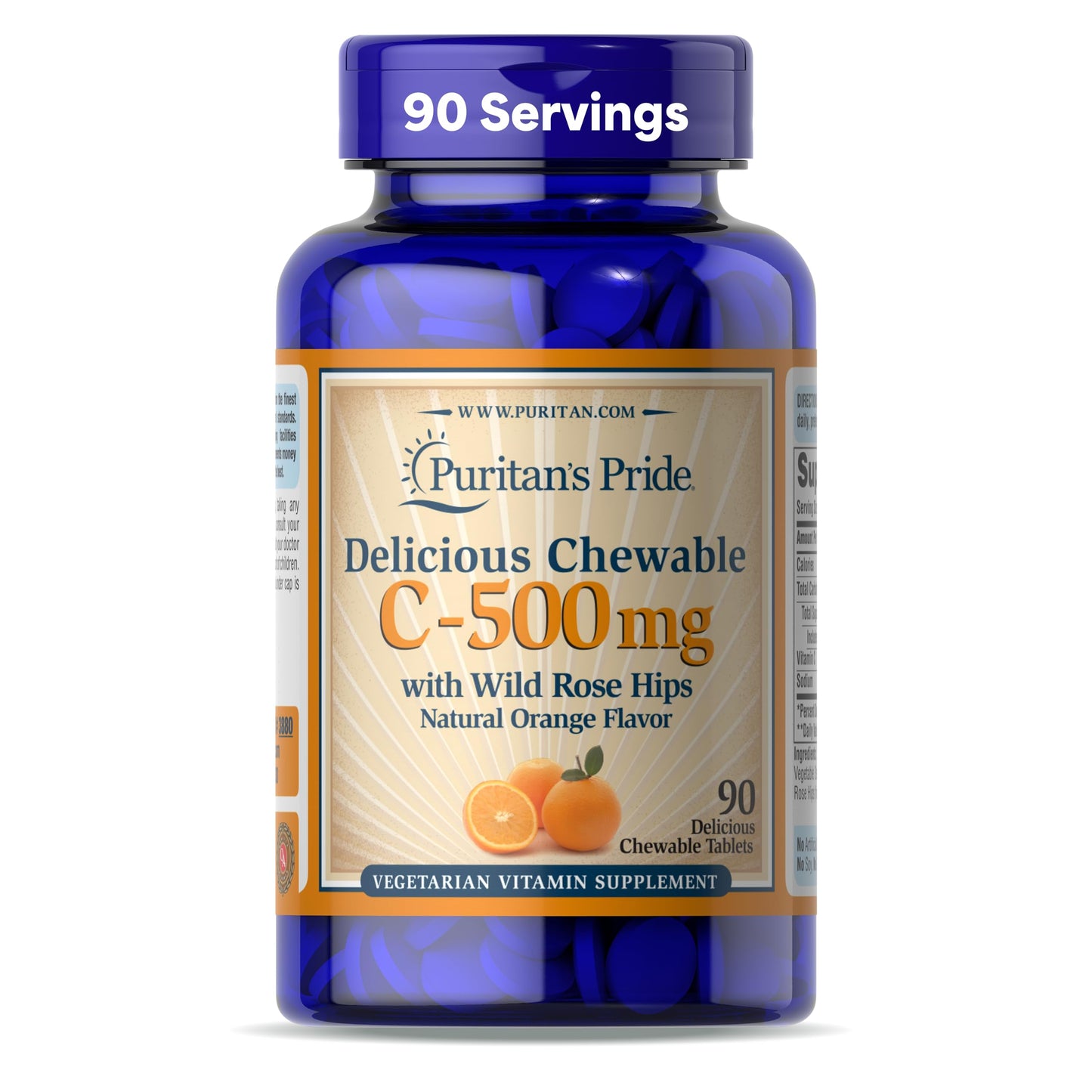 Puritan's Pride Chewable Vitamin C-500 mg with Rose Hips | Immune Support