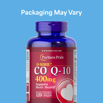 Puritan's Pride CoQ10 400mg Softgels – Heart Health, Cellular Energy & Aging Support | 120 Softgels