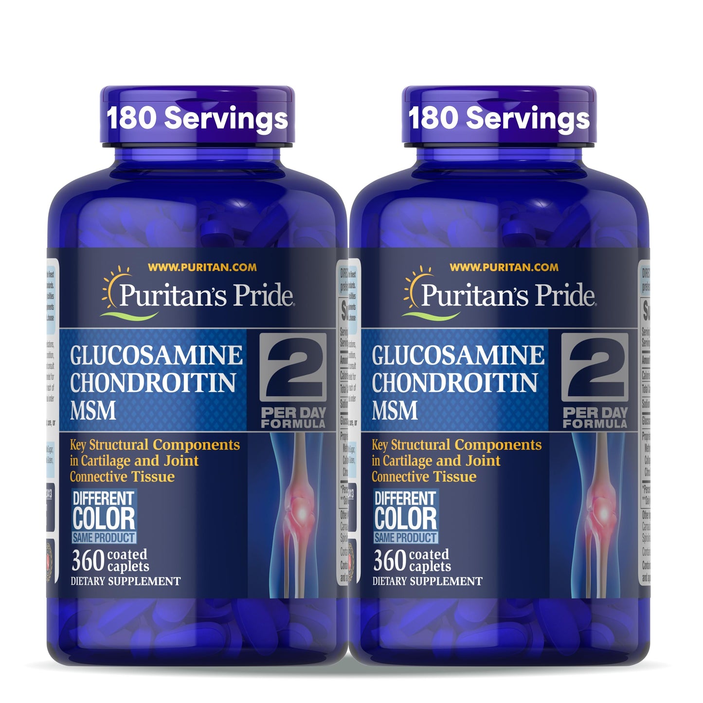 Puritan's Pride Glucosamine Chondroitin MSM Dietary Supplement for Joint Health - 360 Coated Caplets