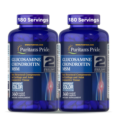 Puritan's Pride Glucosamine Chondroitin MSM Dietary Supplement for Joint Health - 360 Coated Caplets