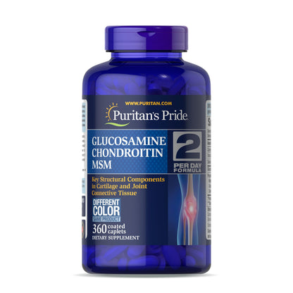 Puritan's Pride Glucosamine Chondroitin MSM – Joint Health Dietary Supplement, 6 Month Supply, 360 Coated Tablets