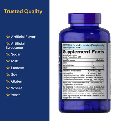 Puritan's Pride Glucosamine Chondroitin MSM – Joint Health Dietary Supplement, 6 Month Supply, 360 Coated Tablets