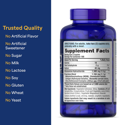 Puritan's Pride Glucosamine Chondroitin MSM Dietary Supplement for Joint Health - 360 Coated Caplets