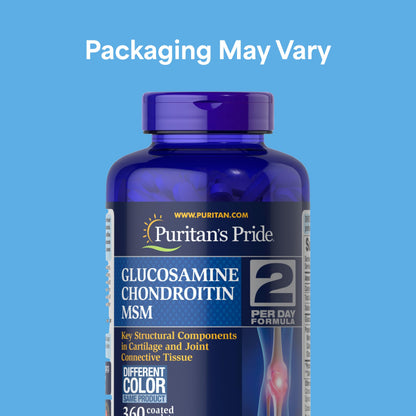 Puritan's Pride Glucosamine Chondroitin MSM – Joint Health Dietary Supplement, 6 Month Supply, 360 Coated Tablets