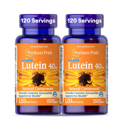 Puritan's Pride Lutigold Lutein 40mg with Zeaxanthin – Eye Health Support, 8-Month 2-Pack