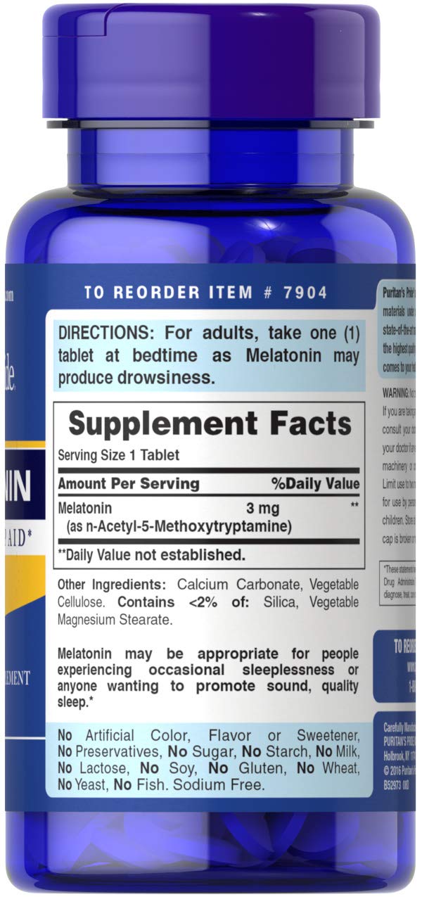 Puritans Pride Melatonin 3 mg Tablets, 240 Count — Discontinued