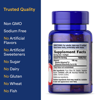 Puritan's Pride Ubiquinol CoQ10 100 mg – 120 Softgels for Heart Health & Energy
