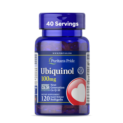 Puritan's Pride Ubiquinol CoQ10 100 mg – 120 Softgels for Heart Health & Energy