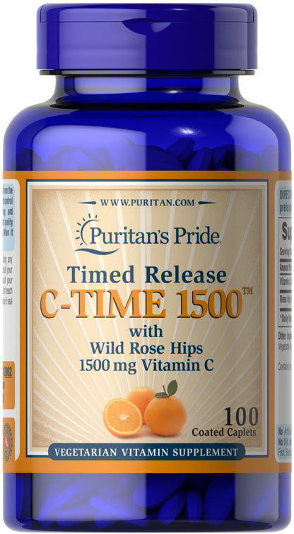 Puritan's Pride Vitamin C 1500 mg with Rose Hips Caplets – 100 Count (Discontinued)