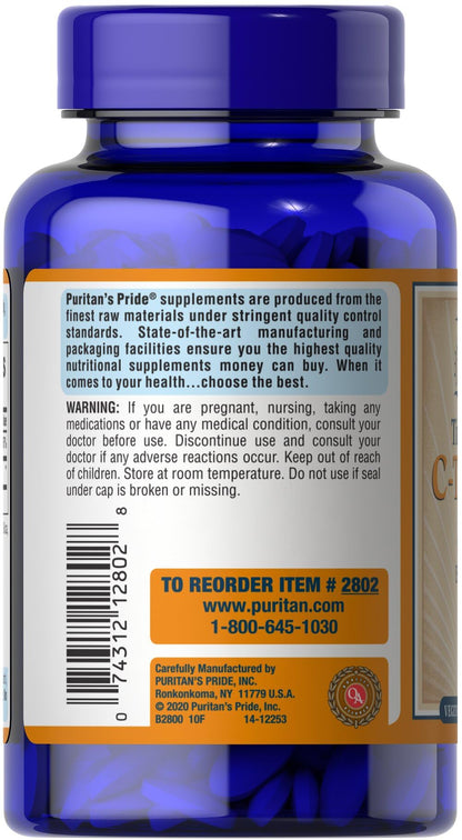 Puritan's Pride Vitamin C 1500 mg with Rose Hips Caplets – 100 Count (Discontinued)