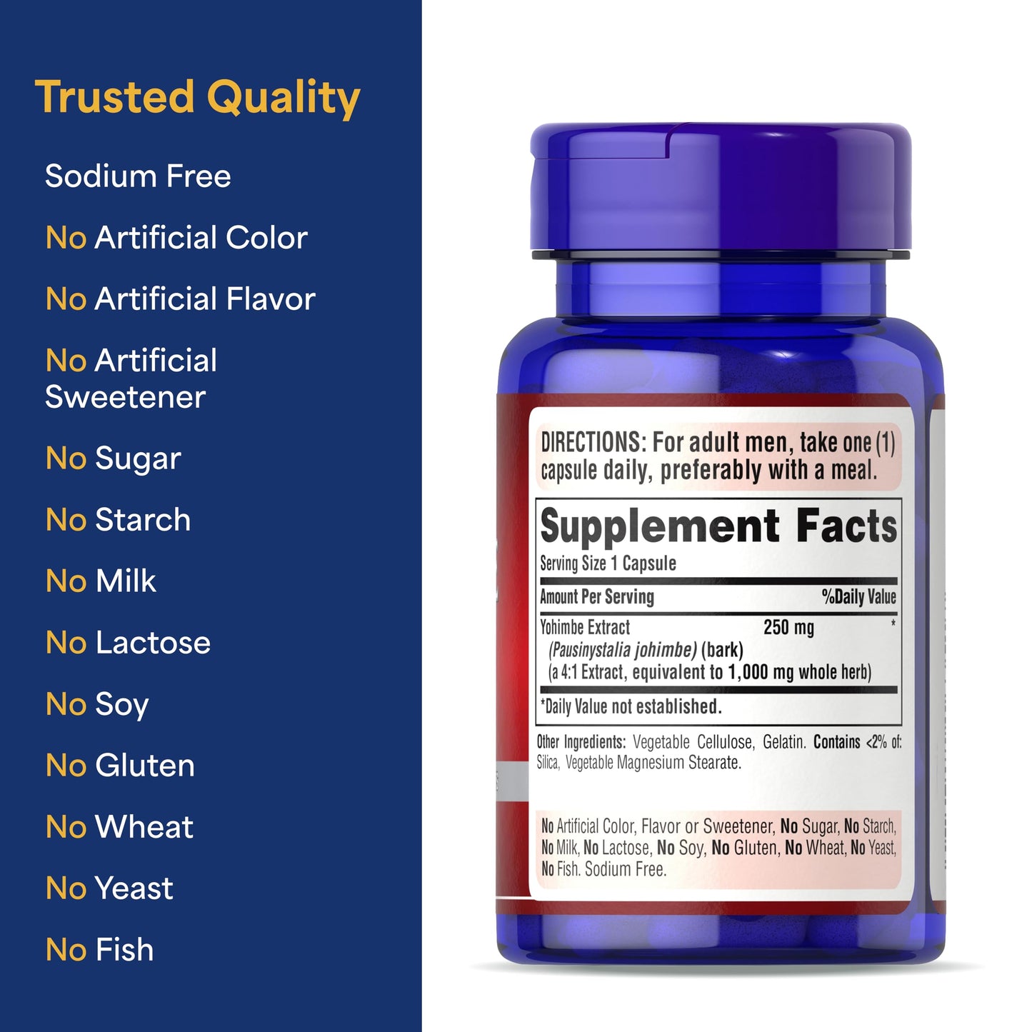 Puritan's Pride Yohimbe 250 mg for Men - 50 Rapid Release Capsules